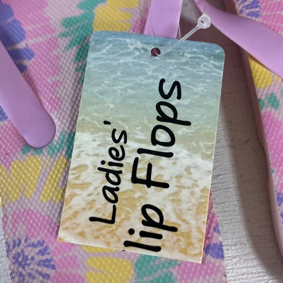 Flip Flops Womens Size Medium 7-8 Pink Tie Dye New Rubber Sandals Beachwear - Picture 7 of 7